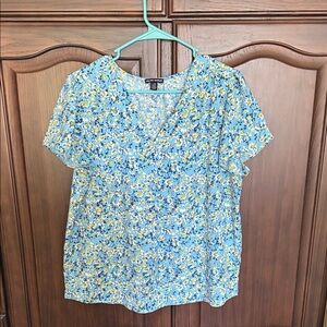Hilary Radley Blue Floral Blouse
